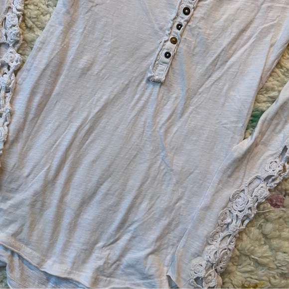 Free People | Crochet Sleeve Detail Henley - Picture 7 of 11